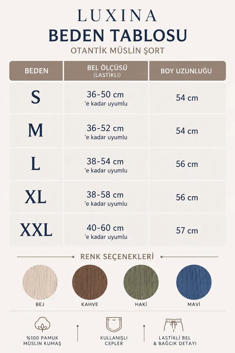 Kadın Haki %100 Pamuk Müslin Şort Cepli Bağcıklı Lastikli Bel Yazlık Rahat Şort 8